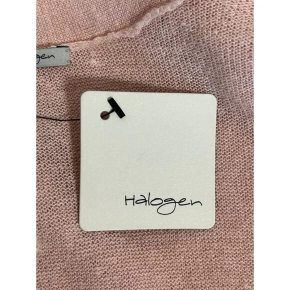 Halogen Long Linen Blend Open Long Sleeve Cardigan in Pink - Sz S - New - Picture 5 of 8
